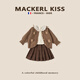 MACKERL KISS 女童學(xué)院風(fēng)針織三件套新款時(shí)髦秋冬季套裝可愛(ài)甜美外套jk公主裙 三件套 常規 90