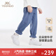 英氏【商場(chǎng)同款】?jī)和Ｗ醒澕兠夼澴哟合陌俅铋L(zhǎng)褲 中牛仔藍(lán) 90 cm【推薦身高78-90cm】