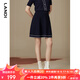 藍地（LANDI）藏藍色通勤高腰a字提花針織半身裙女短裙半裙秋新品 藏青色 L