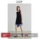 LILY2025秋新款女裝法式氣質(zhì)條紋拼接通勤黑色A字裙背心連衣裙 510黑 S
