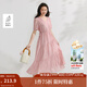 茵曼度假風(fēng)萊賽爾V領(lǐng)連衣裙2025夏季女裝新品氣質(zhì)通勤泡泡袖長(cháng)裙 淺粉色 L
