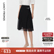 朗姿【尖貨補(bǔ)單】法式氣質(zhì)高腰黑色中長款半身裙女夏季新款A(yù)字裙 黑色 L