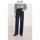 LILY2025冬新款復古深色休閑通勤百搭加絨原色直筒褲牛仔褲女長(cháng)褲 419牛仔藍 M