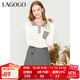 LAGOGO翻領(lǐng)軟糯休閑長(cháng)袖針織衫女拉谷谷秋冬新款文藝風(fēng)百搭上衣 米灰(TR) XL 170/42