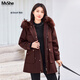 MsShe【三合一皮草派克服】大碼女裝2025冬裝胖mm兔毛內膽外套女 焦糖色現貨 6XL