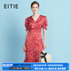 愛特愛（EITIE）法式優(yōu)雅V領(lǐng)波點(diǎn)長裙開叉過膝泡泡袖連衣裙2025夏季新款B2507690 蒲粉66 L (165)