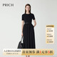 PRICH假兩件針織拼接氣質(zhì)短袖連衣裙2025夏季新款收腰長裙女 19黑色 M (165)