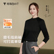 拇指白小T【李小冉同款】25秋冬加絨長(cháng)袖t恤男士打底衫磨毛加厚保暖熱T白T 熱特姆【薄絨】男款-黑色 2XL