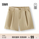 森馬（Semir）[商場(chǎng)同款]休閑褲女打褶簡(jiǎn)約2025夏半松緊腰寬松短褲101325125010