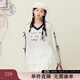 紫涵（ZIHAN）紫涵V領(lǐng)印花長(cháng)袖T恤女2025夏季新款甜美學(xué)院風(fēng)蝴蝶結寬松白色上衣 白色 M