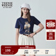 Teenie Weenie【索羅娜】小熊女裝夏季簡(jiǎn)約風(fēng)白色短袖T恤短款上衣 藏青色 S (160)