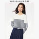 佐丹奴條紋t恤女2026年春季純棉開(kāi)叉下擺圓領(lǐng)長(cháng)袖?；晟?3322802 60藍白條紋色 L