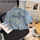 雷姆汀短袖牛仔外套女夏季薄款搭配連衣裙2023新款休閑小個(gè)子披肩短上衣 淺藍色 M