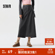 森馬半身裙女開(kāi)叉直筒長(cháng)裙鹽系酷春季街頭酷颯風(fēng)辣妹工裝裙山系 灰色調00422 M