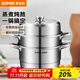 蘇泊爾（SUPOR）蒸鍋304不銹鋼三層復底多用蒸魚(yú)家用蒸籠電磁爐燃氣通用 歐式蒸鍋 3層 32cm