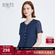 菲妮迪（FINITY）夏裝新款純色雪紡襯衫女短袖氣質(zhì)休閑顯瘦開(kāi)衫上衣女 藏青色 M
