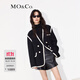 MO&Co.羊毛混紡撞邊寬肩廓形毛呢大衣中長(cháng)款小香風(fēng)外套女夾克大衣 黑色-第2批 S 160