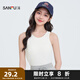 三福背心2025夏季圓領(lǐng)挖肩胸墊一體修身寬肩上衣女裝497538 白色 均碼