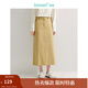 茵曼（INMAN）法式微A字半身裙2025春秋女裝新款系帶高腰后中開(kāi)叉長(cháng)裙子 淺咖啡 M