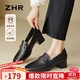 ZHR頭層牛皮單鞋女通勤風(fēng)粗跟皮鞋女方頭樂(lè )福鞋兩穿女鞋 KM01 黑色36