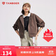 坦博爾衛衣女春秋短款連帽運動(dòng)外套寬松小個(gè)子TD4160502 栗殼 170 