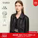 AMII女裝2025秋季新款颯帥復古小寬肩短款皮衣外套女小個(gè)子截 黑色 L 165/88A