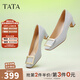 他她（TATA）氣質(zhì)方扣單鞋女鞋2025新粗跟高跟鞋法式鞋子女鞋7YO01AQ4 蘭灰 39