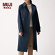 無(wú)印良品 MUJI 女式 不易沾水 雙排扣大衣 BDE05C0S 海軍藍 M