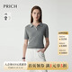 PRICH時(shí)髦短袖絞花polo針織衫2025夏季新款寬松上衣套頭毛衣女 15灰色 S (160)