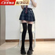 木清清jk高個(gè)子純欲壓力秋冬紅邊顯瘦男女cospla黑白色搭配長(cháng)筒襪春夏款 過(guò)膝襪-黑色 53cm左右長(cháng) 1條 彈性均碼