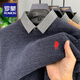 羅蒙（ROMON）加絨加厚男士毛衣新款襯衫領(lǐng)假兩件冬季保暖一體絨針織打底衫男裝 灰色:【加厚】 加絨 2XL 180:【體重150-170斤】