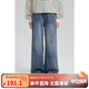 ELLE KIDS全棉百搭斜裁牛仔褲男女童秋季全腰松緊繭型長(cháng)褲