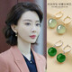 QPQK中式和田玉耳環(huán)氣質(zhì)高級感小眾2025年新款復古耳扣耳墜翡翠耳飾女 金色青玉耳環(huán)10MM