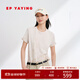 EP雅瑩女裝 長(cháng)絨棉印花圓領(lǐng)正肩修身短袖T恤上衣 2025新款5347A 米色 S