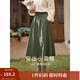 茵曼（INMAN）半身裙女士2025年春秋女裝新款復古顯瘦通勤中長(cháng)款純棉長(cháng)裙子 茶綠色 -18518192 L