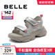 百麗（Belle）銀色老爹運動(dòng)涼拖鞋女商場(chǎng)款厚底涼鞋B6M1DBL4 銀色 39 (245mm)
