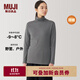 無(wú)印良品（MUJI）女式 棉厚款 高領(lǐng)長(cháng)袖T恤 女士女款上衣打底衫冬季  FCD15C4A 中灰色 M 160/84A