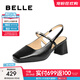 百麗（Belle）優(yōu)雅包頭涼鞋女商場(chǎng)同款一字帶粗跟涼鞋D8D1DBH5 黑色 37 (235mm)