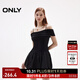 ONLY2025秋季新款拼接純色一字肩花苞裙短裙連衣裙女|125161024 H1Z黑色 M