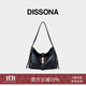 DISSONA迪桑娜女包晚風(fēng)2024新款包包單肩斜挎包托特包真皮包腋下包hobo包 黑色