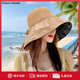 Charm Kendo防曬帽女百搭遮陽(yáng)帽黑膠防曬防紫外線(xiàn)太陽(yáng)帽夏季大檐遮臉草帽 卡其色