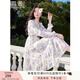 香影雪紡碎花連衣裙女2025秋季新款超好看絕美燙金顯瘦收腰仙女裙 米色 L