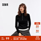 森馬（Semir）毛衣女短款撞色假兩件百搭女士?jì)却钋锛景腴_(kāi)襟修身毛衫簡(jiǎn)約風(fēng) 黑白色調00391 L