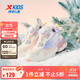 特步（XTEP）兒童【閃蝶】童鞋女童小童革面翅膀旋鈕扣棉鞋 帆白/雪青紫 32碼
