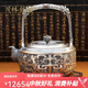 茂林銀樓足銀999銀壺燒水壺家用煮茶壺大師純手工一張打中式復古饕餮銀壺 饕餮銀壺【手工】695g+證書(shū)+禮盒