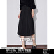 初語(yǔ)減齡學(xué)院風(fēng)百褶裙女2024秋冬新款智性通勤優(yōu)雅a字半身裙長(cháng)裙 黑色 S