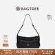 BAGTREE【明星同款】包包樹(shù)奶盒包新腋下植鞣皮單肩斜挎通勤枕頭hobo女包 中號-檀黑色 高級小眾