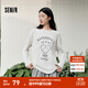 森馬（Semir）長(cháng)袖T恤女秋季oversize印花蝴蝶結2025新款少女感甜酷套頭衫 本白10102 M