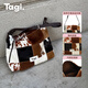 Tagi.奶牛麥田奶牛紋拼接斜挎毛流感單肩包冬通勤斜挎包單肩包 想象奶牛