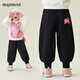 MQDMINI童裝女童加絨褲子秋冬兒童衛褲百搭寬松束腳中小童長(cháng)褲?開(kāi)心貓咪